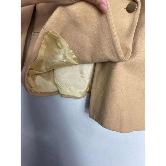 Jessica Ash Womens Double Breasted Long Sleeve Collar Blazer Coat Cream Tan 14 - Picture 4 of 8